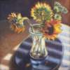 Vase Of Sunflowers - Oil On Canvas Paintings - By Claudia Thomas, Still Life Painting Artist
