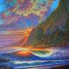 Molokai Sunset -Hawaii - Prof Qlty Oil On 3X P Cnv Paintings - By Joseph Ruff, Immpresionism Painting Artist